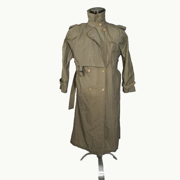 Double Breasted Trench Rain Coat Vintage 80s 90s Rare Find - Picture 4 of 6